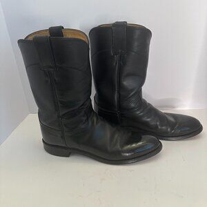 Justin Boots Men's 9.5 D Black Leather Western Cowboy Boots 9133